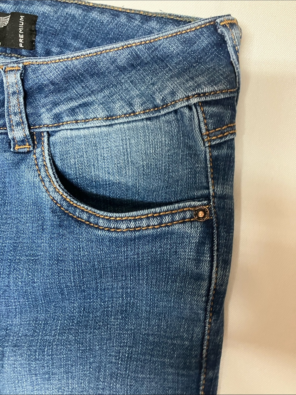 Angels Medium Blue Flare Jeans with Knee Rips - Picture 8 of 13